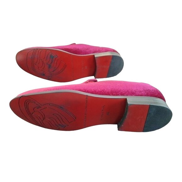 Elanroman Mens Rich Red Velvet Loafers Size 44 (10) Embroidered Tiger Design - Picture 11 of 13